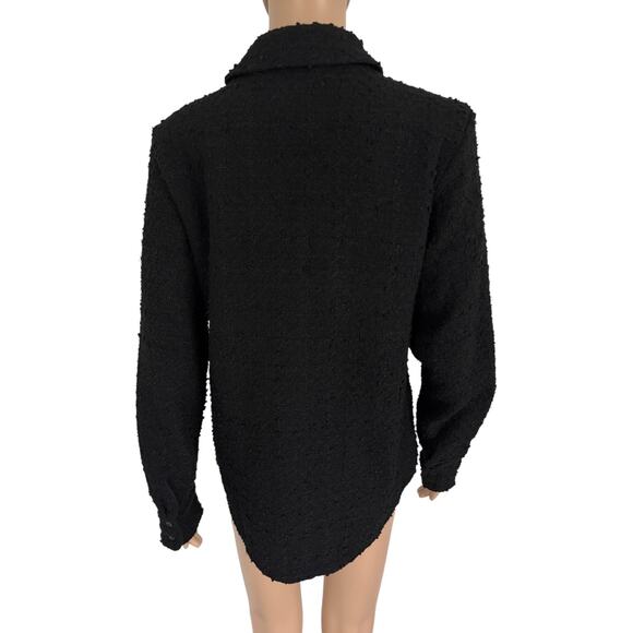 Abercrombie & Fitch Oversized Textured Button Up Shacket S Streetwear Grunge Blk - Picture 3 of 5